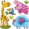 Relief-Sticker in Holz-Optik, Zootiere 1, 18x17,5cm