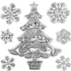 Relief-Sticker in Metallic-Optik, Weihnachtsbaum 2, 18cm x 17,5cm, silber