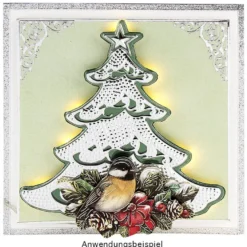 Relief-Sticker in Metallic-Optik, Weihnachtsbaum 2, 18cm x 17,5cm, silber