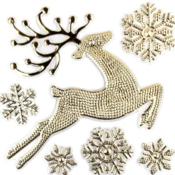 Relief-Sticker in Metallic-Optik, Rentier 1, 18cm x 17,5cm, gold