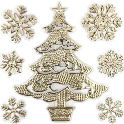 Relief-Sticker in Metallic-Optik, Weihnachtsbaum 1, 18cm x 17,5cm, gold