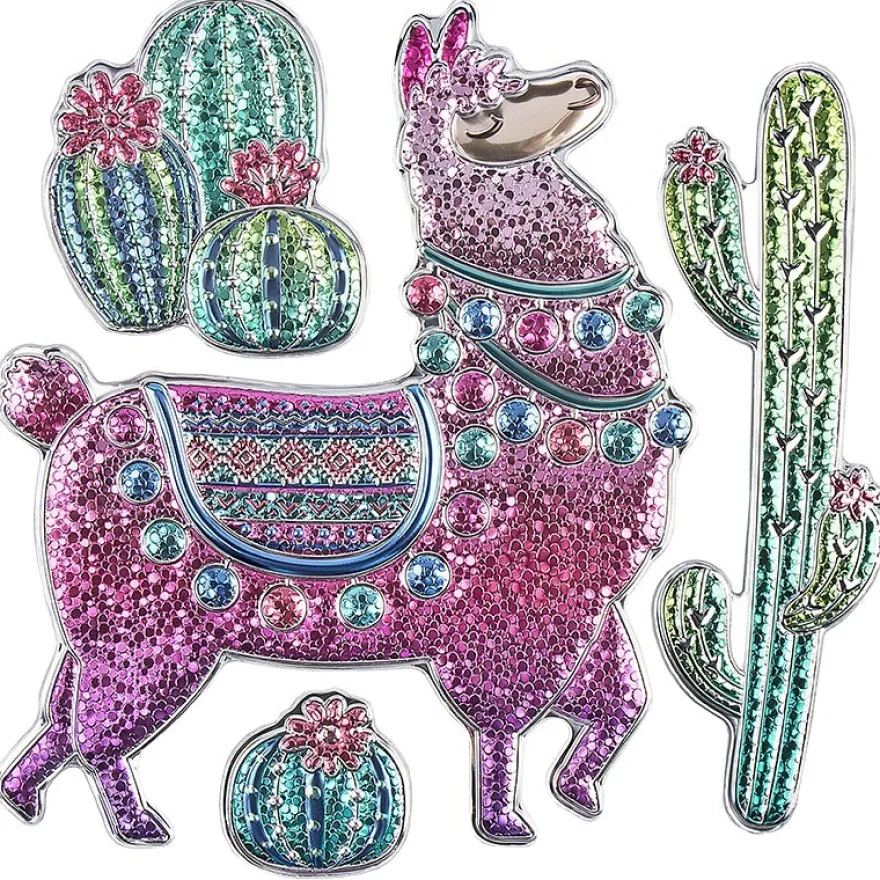 Relief-Sticker, Lama, Pailletten-Optik, 25cm x 25cm