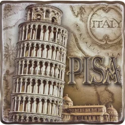Relief-Sticker, Nostalgie Pisa, 18 cm x 17,5 cm