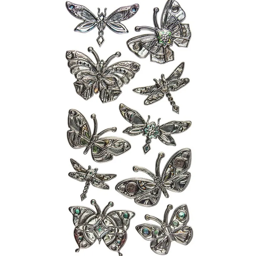 Relief-Sticker Nostalgie, Schmetterlinge, 17,5cm x 9cm