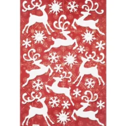 Relief-Sticker, Rentiere & Eiskristalle, 14 x 21 cm