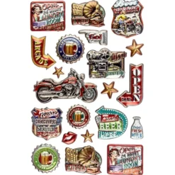 Relief-Sticker, Retro 4, 14cm x 21cm, 21 Sticker