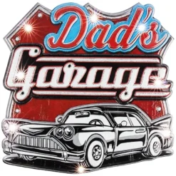 Relief-Sticker, Retro Dad's Garage, 30,5cm x 31,5cm, mit LED-Beleuchtung