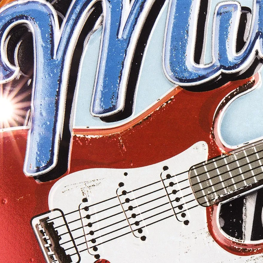 Relief-Sticker, Retro Music, 18cm x 17,5cm, mit LED-Beleuchtung