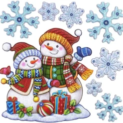 Relief-Sticker, Schneemänner, 18cm x 17,5cm