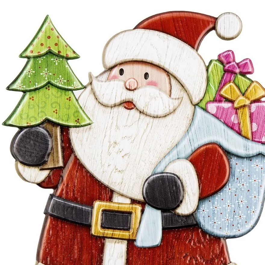 Relief-Sticker, Weihnachtsmann & Co., Holz-Optik, XXL 50x20 cm