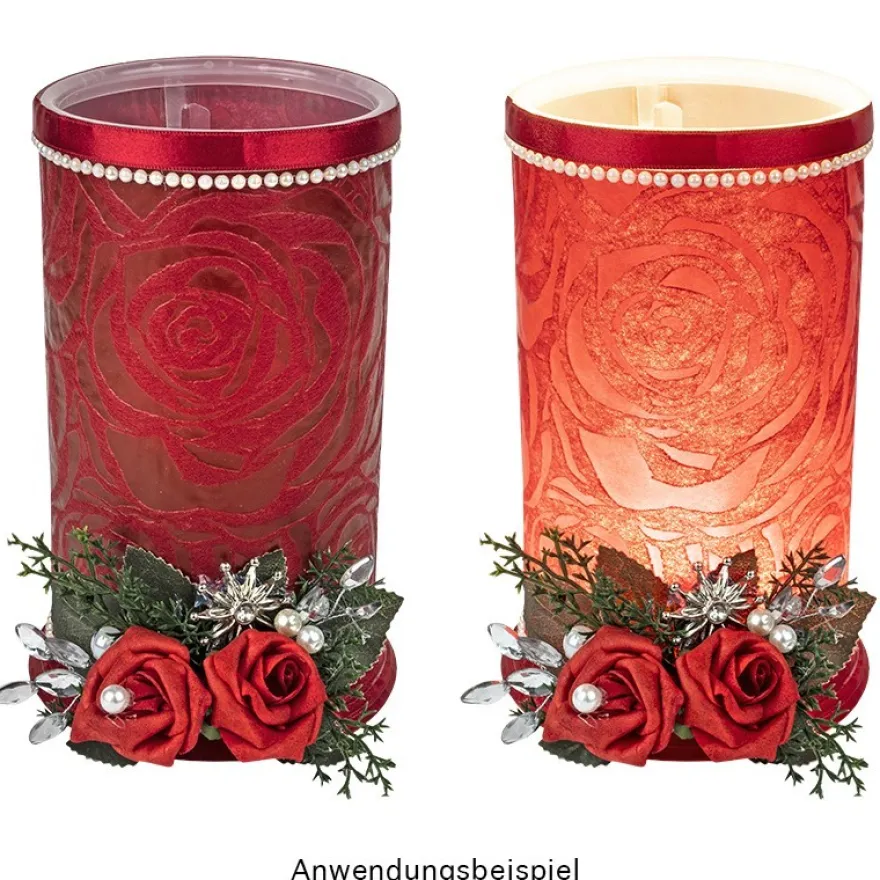 Relief-Vlies Deluxe, Rosen, 30cm breit, 5m lang, auf Rolle, weinrot