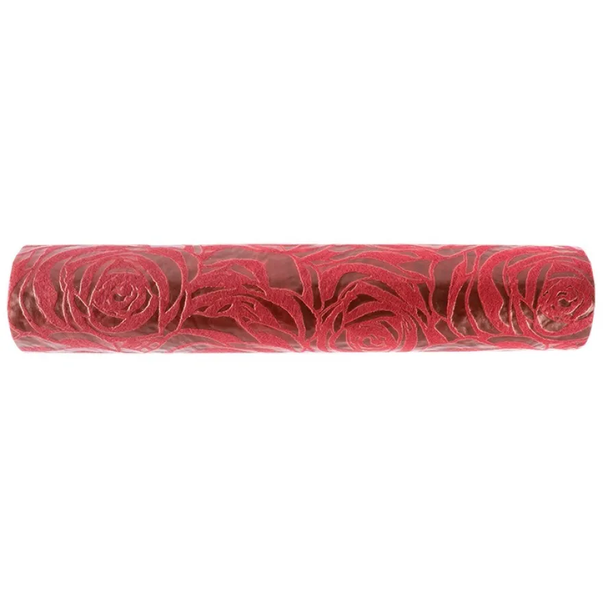 Relief-Vlies Deluxe, Rosen, 30cm breit, 5m lang, auf Rolle, weinrot