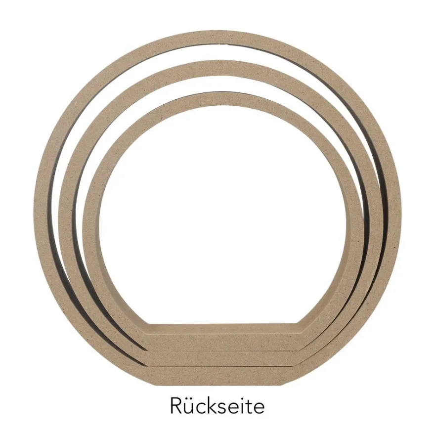 Ring-Podeste, Rohlinge, Rahmen in Ringform zum Aufstellen, versch. Größen, 3 Stück