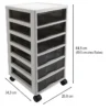 Rollcontainer mit 6 Schubladen, 34,3cm x 26,8cm x 64,5cm