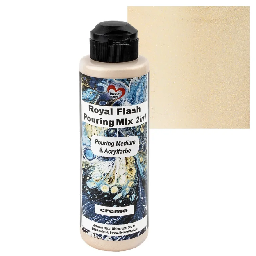 Royal Flash Pouring Mix, 2 in 1, Pouring Medium & Acrylfarbe, creme, 180ml