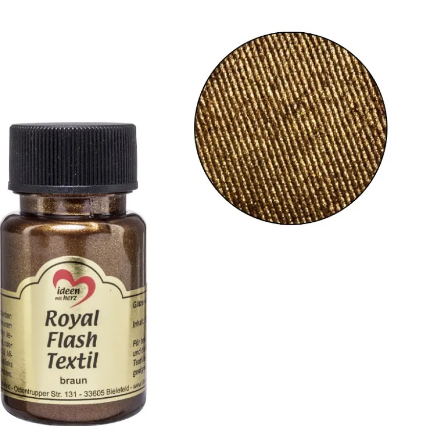 Royal Flash Textil, Glitzer-Metallic-Farbe, 50 ml, braun