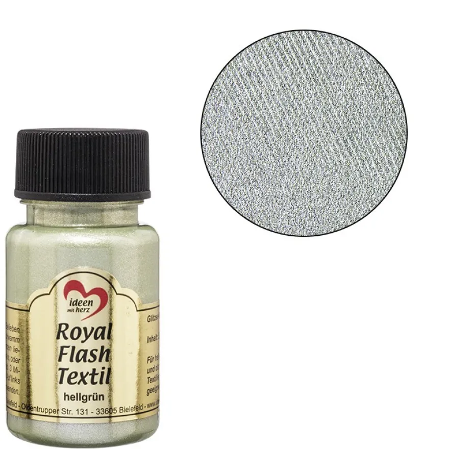 Royal Flash Textil, Glitzer-Metallic-Farbe, 50 ml, hellgrün