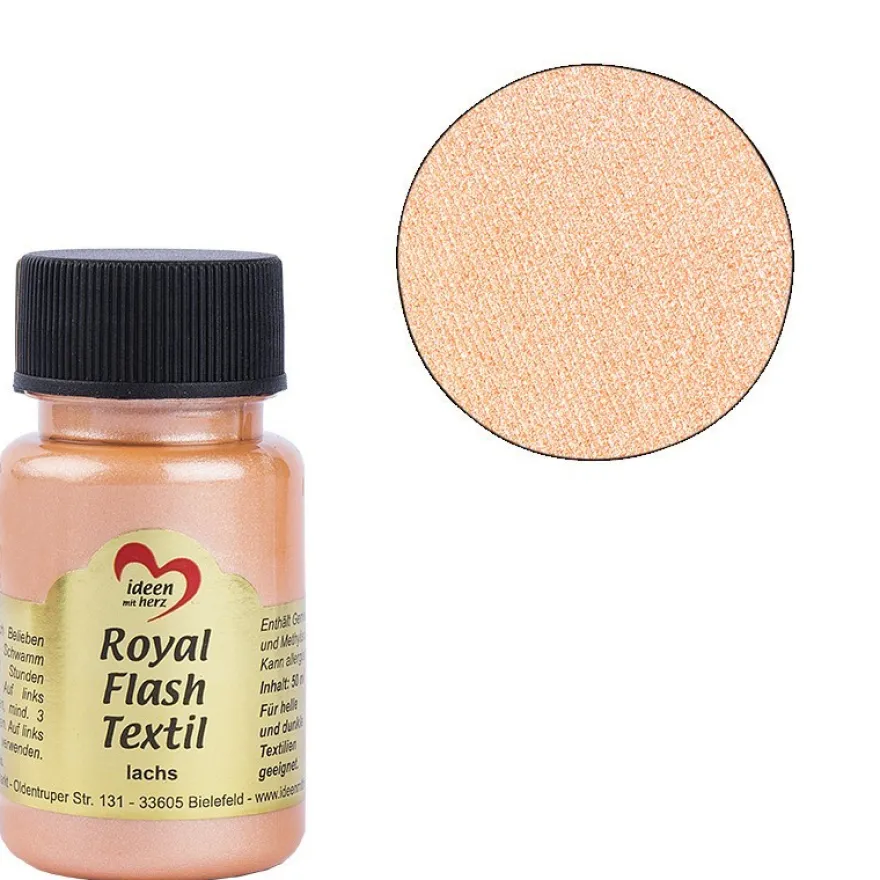 Royal Flash Textil, Glitzer-Metallic-Farbe, 50 ml, lachs
