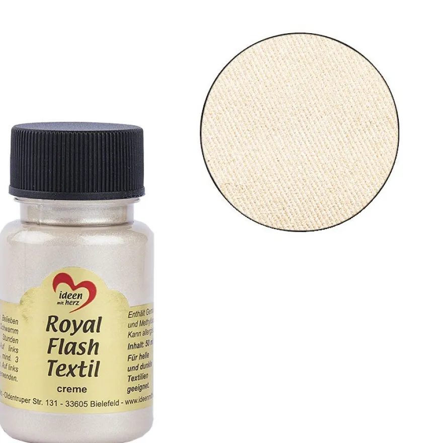 Royal Flash Textil, Glitzer-Metallic-Farbe, 50 ml, creme