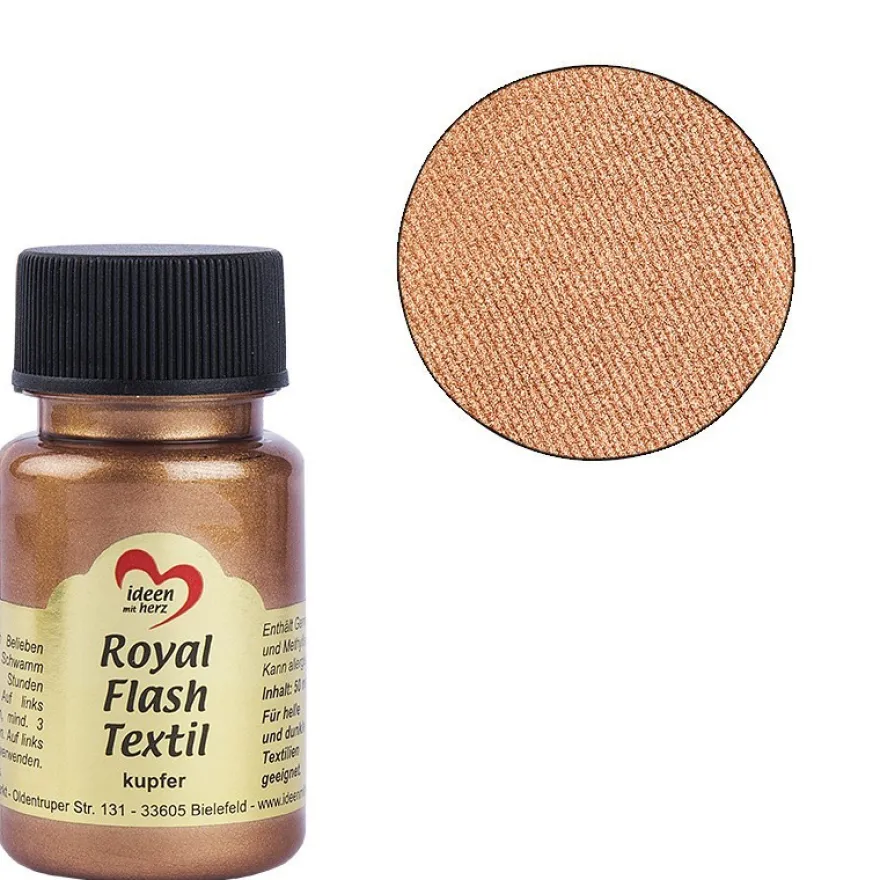 Royal Flash Textil, Glitzer-Metallic-Farbe, 50 ml, kupfer