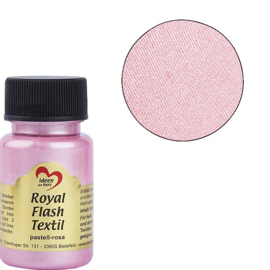 Royal Flash Textil, Glitzer-Metallic-Farbe, 50 ml, pastell-rosa