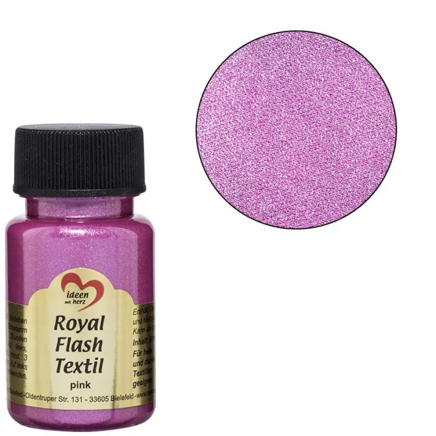 Royal Flash Textil, Glitzer-Metallic-Farbe, 50 ml, pink