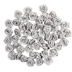 Satinrosen, Ø 1,5cm, seidenglänzend, silbergrau, 50 Stück