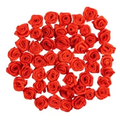 Satinrosen, Ø 1,5cm, seidenglänzend, rot, 50 Stück