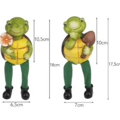 Schildkröten mit Schlenkerbeinen, 17,5cm/18cm hoch, Kantenhocker, 2 Stück