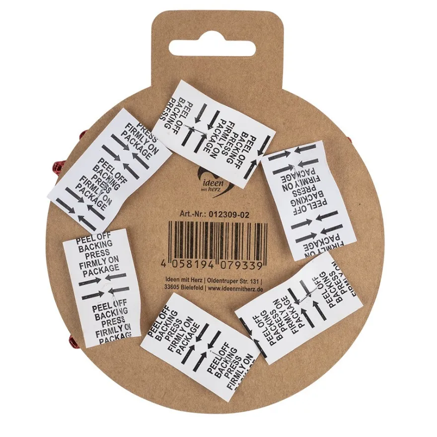 Schleifen Jute, Ø 5cm, rot, selbstklebend, 6 Stück