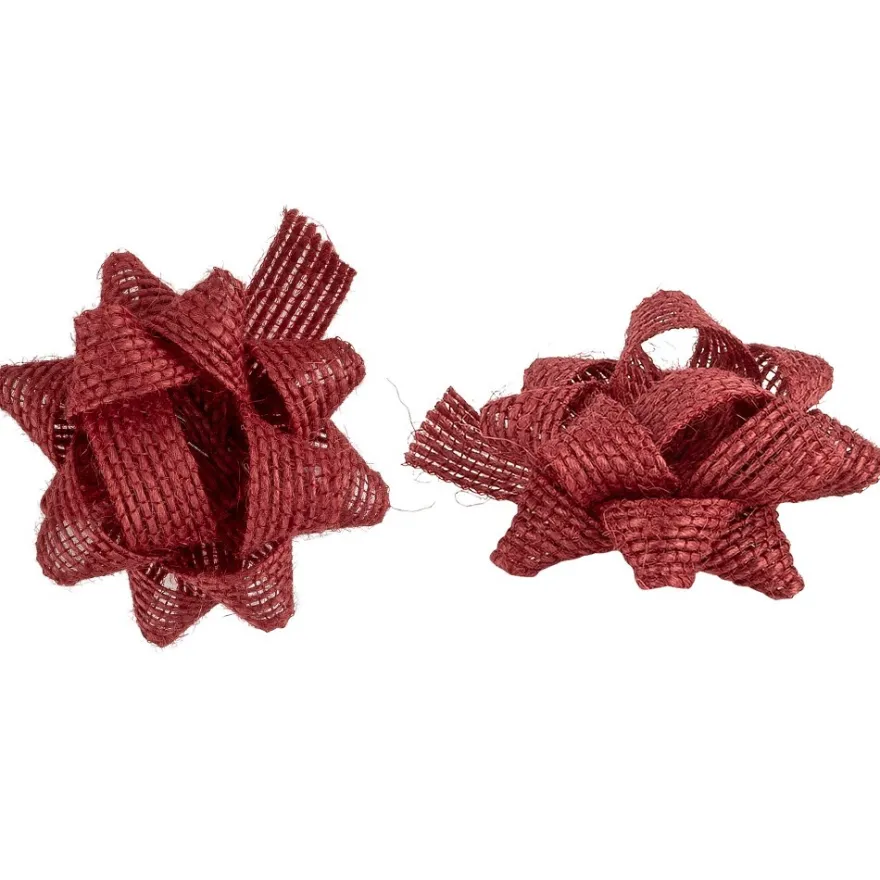 Schleifen Jute, Ø 5cm, rot, selbstklebend, 6 Stück