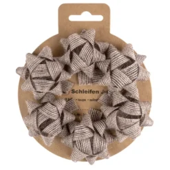 Schleifen Jute, Ø 5cm, taupe, selbstklebend, 6 Stück