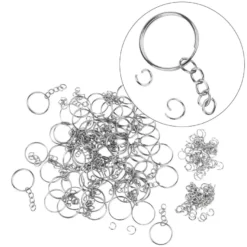 Schlüsselringe mit Kette, Ø2,5cm, 5cm lang, inkl. Spaltringe & Verbindungsringe, 180-teilig
