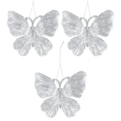 Schmetterlinge aus Acryl, 11,2cm x 9,8cm x 3,5cm, transparent, zum Aufhängen, inkl. Band, 3 Stück