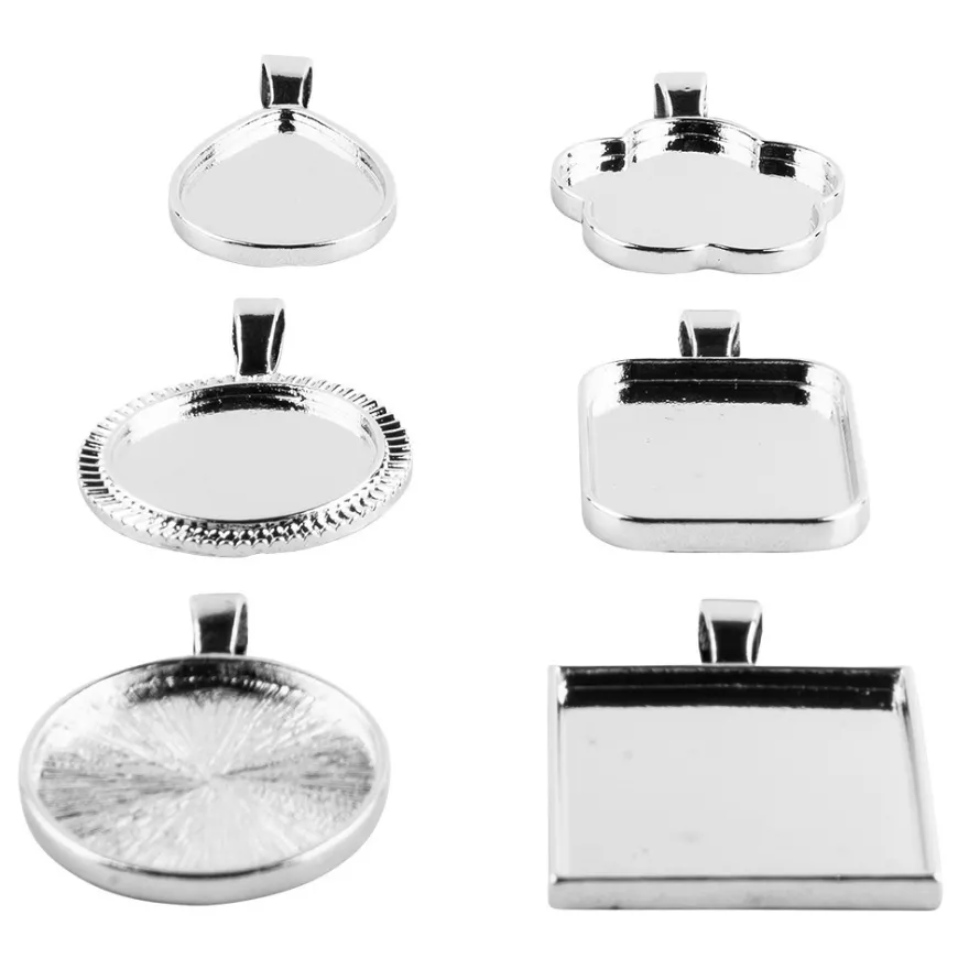 Schmuckanhänger, Rohlinge, Design 1, versch. Designs & Größen, silber, 6 Stück