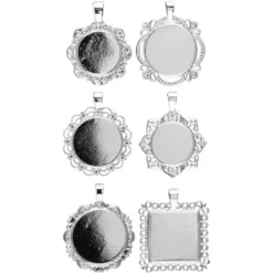 Schmuckanhänger, Rohlinge, Design 4, versch. Designs & Größen, silber, 6 Stück