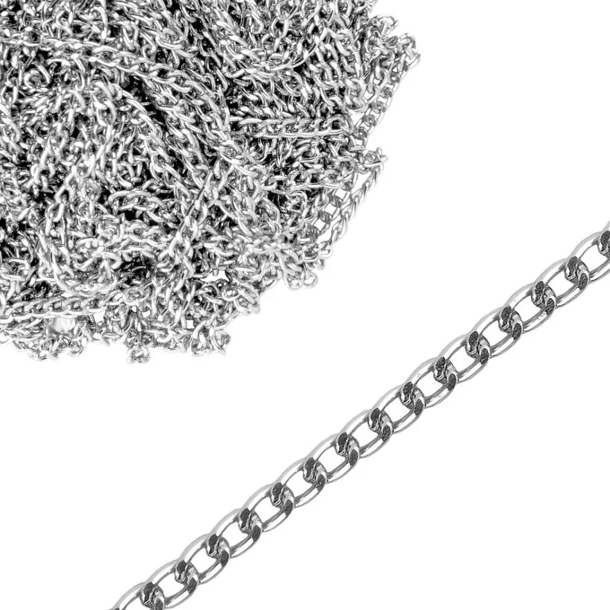 Schmuck-Gliederkette, 10m lang, 3,5mm breit, silber
