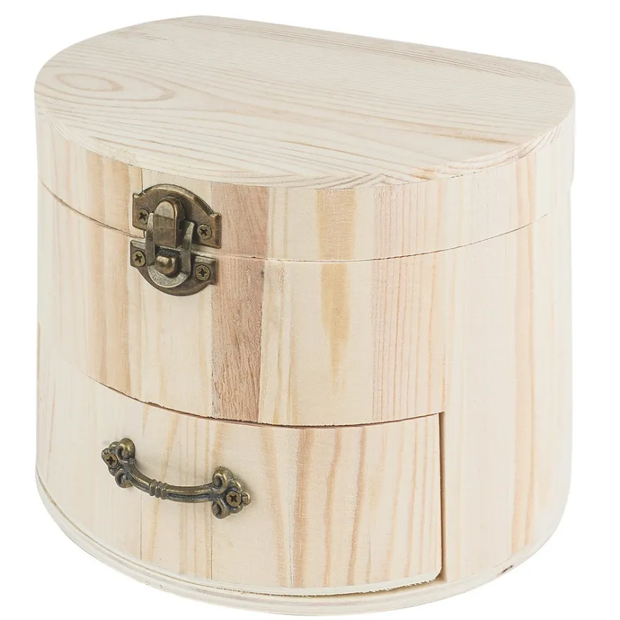 Schmuckkästchen, Holz, 16,5cm x 13,5cm x 12,5cm, mit Schublade und verschließbarem Deckel
