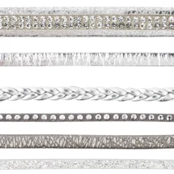 Schmuck Lederbänder, 50cm lang, verschiedene Designs, silber, 6 Stück