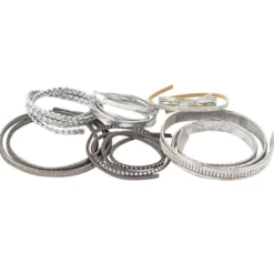 Schmuck Lederbänder, 50cm lang, verschiedene Designs, silber, 6 Stück