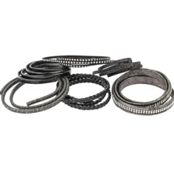 Schmuck Lederbänder, 50cm lang, verschiedene Designs, schwarz, 6 Stück