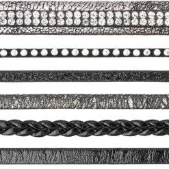Schmuck Lederbänder, 50cm lang, verschiedene Designs, schwarz, 6 Stück