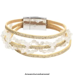 Schmuck Lederbänder, 50cm lang, verschiedene Designs, gold, 6 Stück
