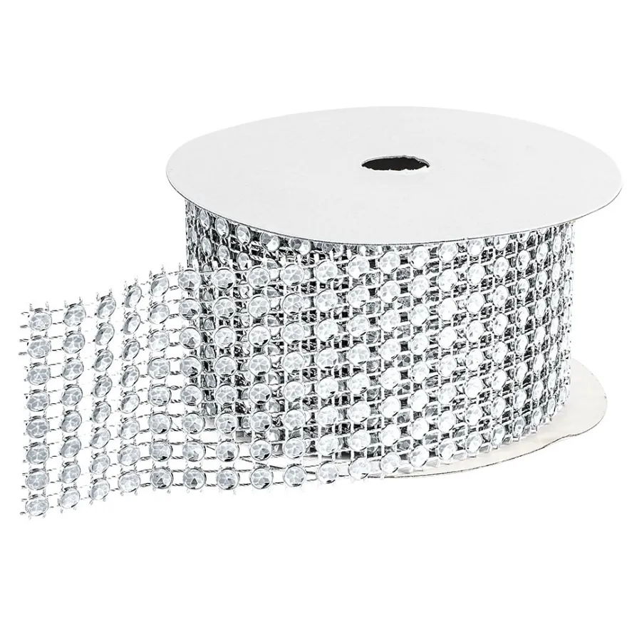 Schmucknetz-Band, 4,3cm breit, 1,5m lang, silber