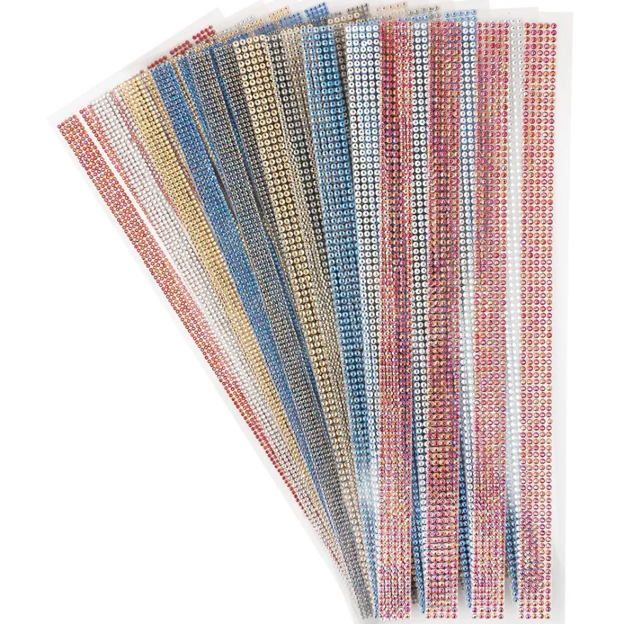 Schmuckstein-Bordüren, Collier, 10cm x 30cm, rund, versch. Farben & Größen, selbstklebend, 10 Bogen