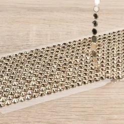 Schmuckstein-Bordüren, metallic, 10cm x 30cm, verschiedene Größen, facettiert, taupe, 3 Bogen