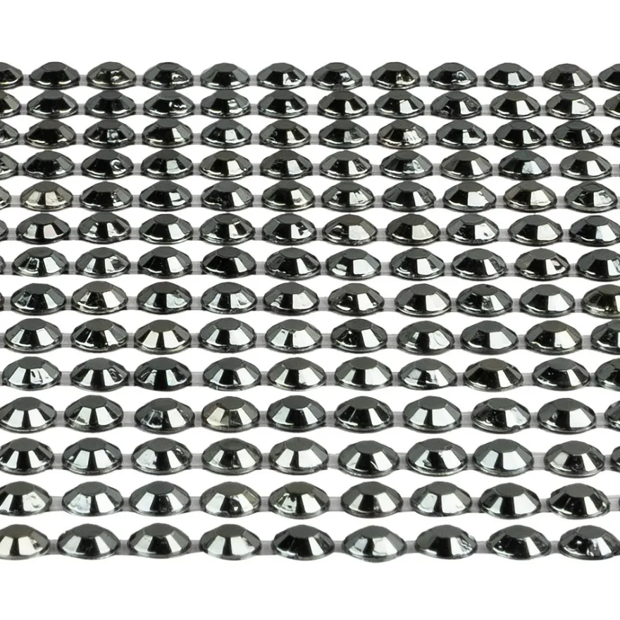 Schmuckstein-Bordüren, metallic, 10cm x 30cm, verschiedene Größen, facettiert, anthrazit, 3 Bogen