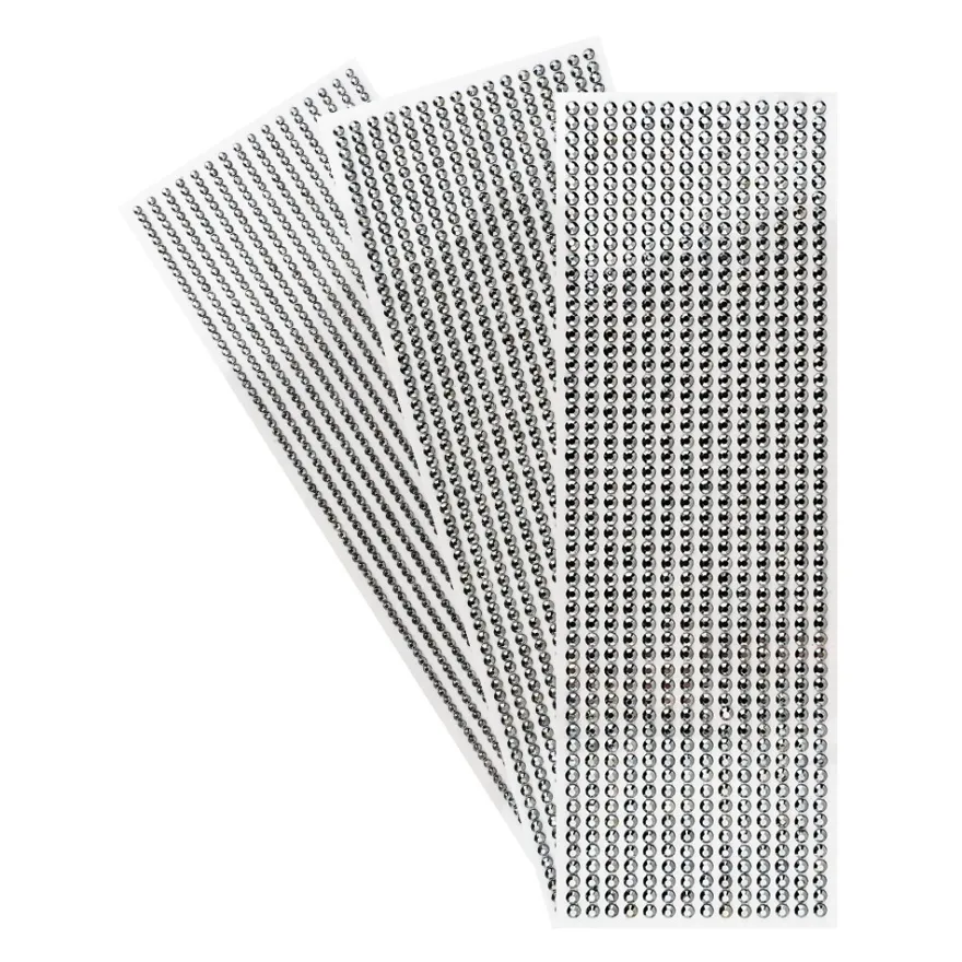 Schmuckstein-Bordüren, metallic, 10cm x 30cm, verschiedene Größen, facettiert, anthrazit, 3 Bogen