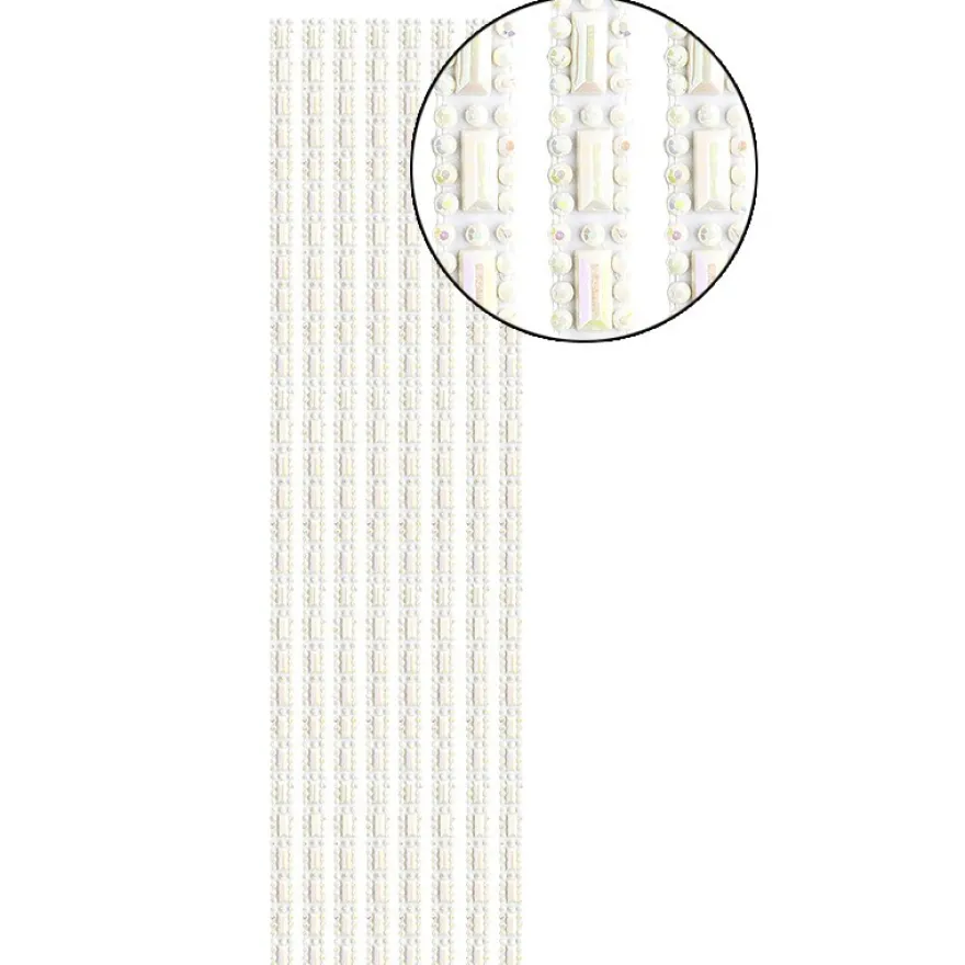 Schmuckstein-Bordüren Mira, selbstklebend, facettiert, 29cm, creme-irisierend