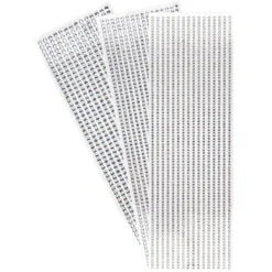 Schmuckstein-Bordüren, Ø 3mm, Ø 4mm, Ø 5mm, selbstklebend, facettiert, klar-irisierend, 3 Bogen
